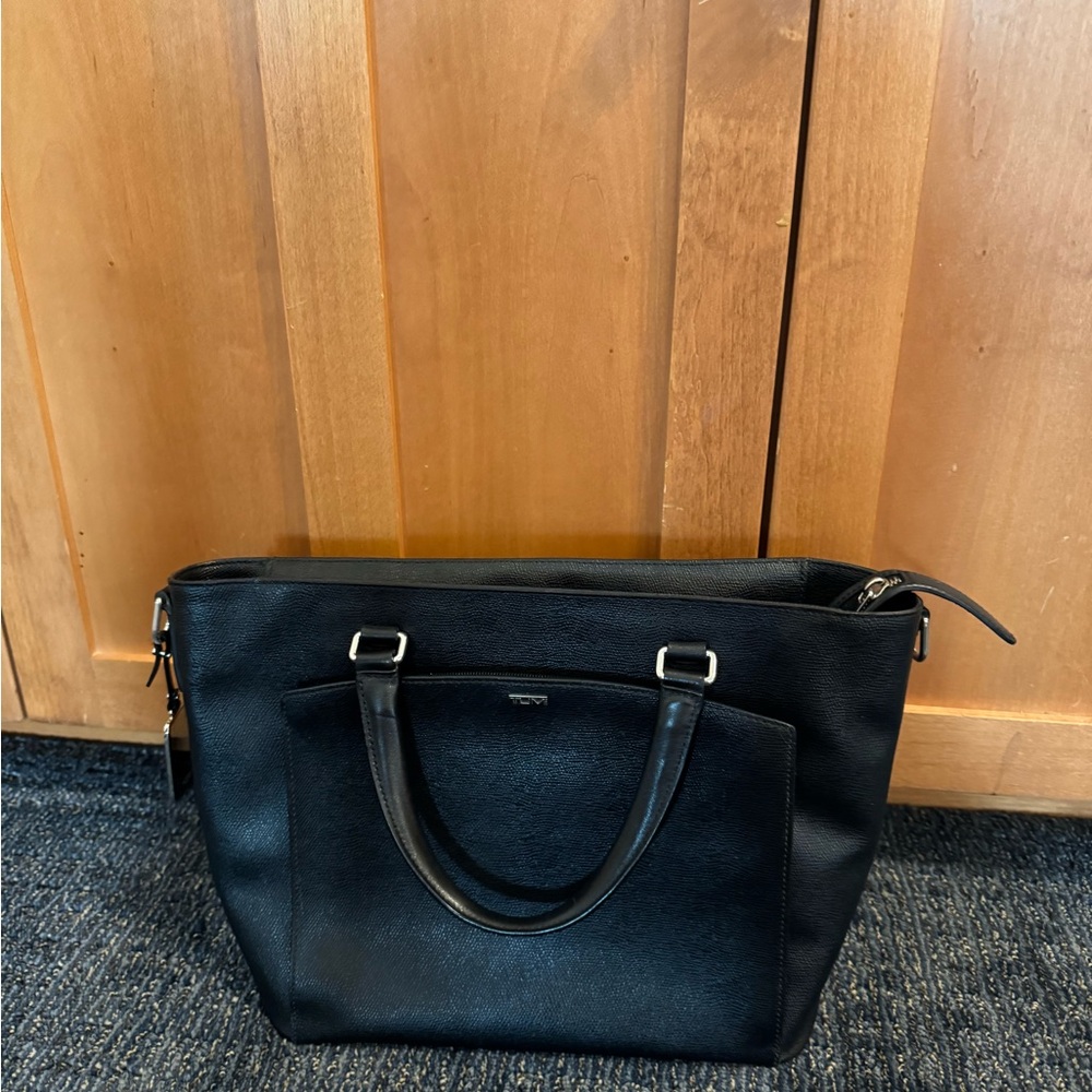 Tumi Black Leather Tote Bag